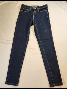 Michael Kors Mid Rise Women's Izzy Skinny Jeans Dark Blue Denim Stretch Pockets